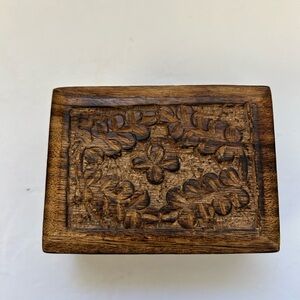 Hand-carved wooden box, can use for storing small items like jewelry
